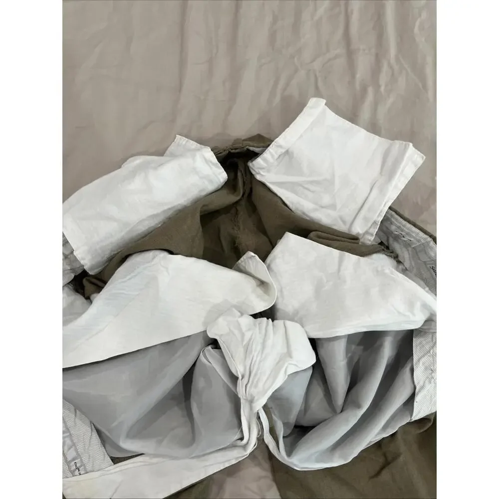 SANTORELLI MENS BROWN TAUPE DRESS PANTS 38x27 MADE IN ITALY - LIGHT STAIN